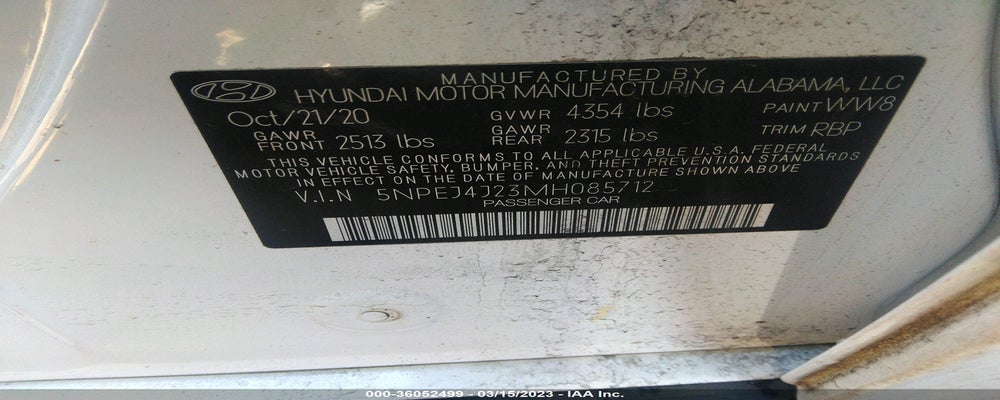 5NPEJ4J23MH085712 2021 HYUNDAI SONATA photo no. 9
