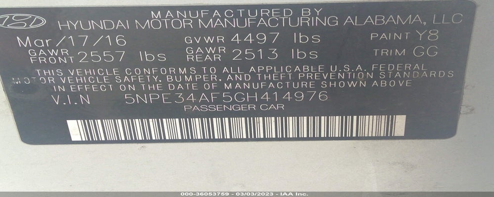5NPE34AF5GH414976 2016 HYUNDAI SONATA photo no. 9