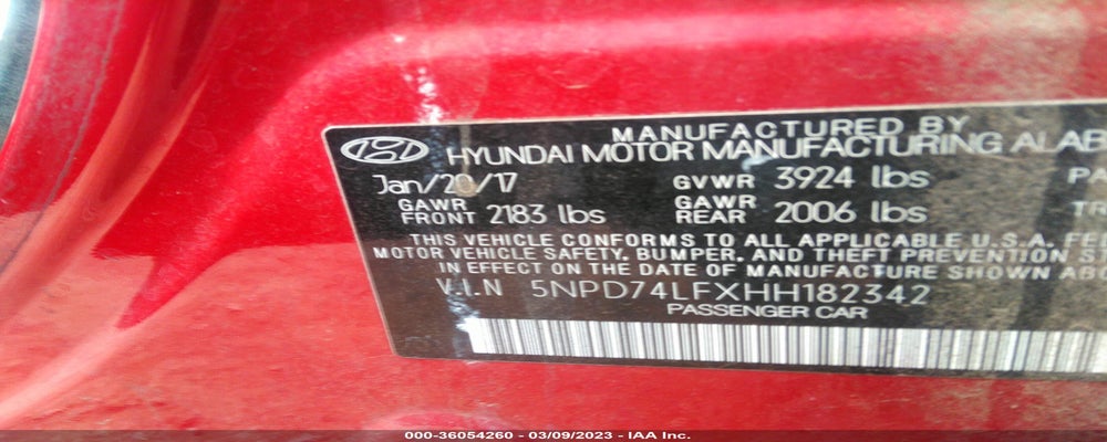 5NPD74LFXHH182342 2017 HYUNDAI ELANTRA photo no. 9