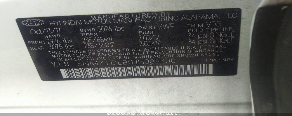 5NMZTDLB0JH085300 2018 HYUNDAI SANTA FE SPORT photo no. 9