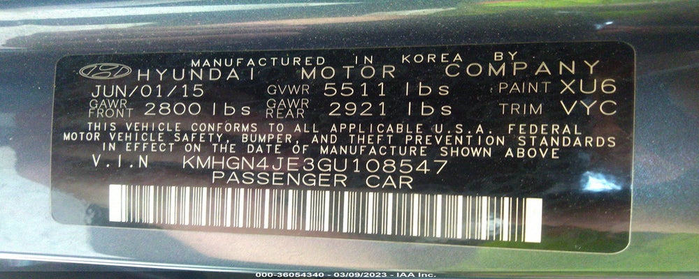 KMHGN4JE3GU108547 2016 HYUNDAI GENESIS photo no. 9