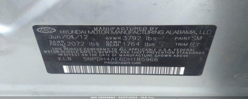 5NPDH4AE6DH185966 2013 HYUNDAI ELANTRA photo no. 9