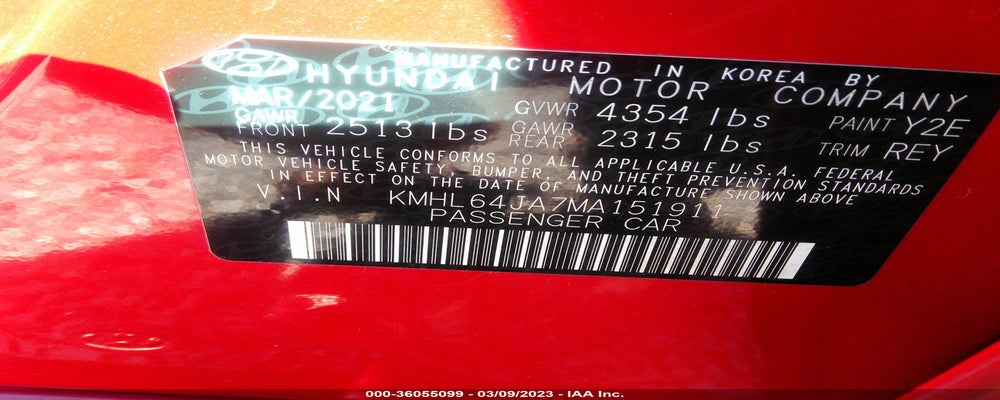 KMHL64JA7MA151911 2021 HYUNDAI SONATA photo no. 9