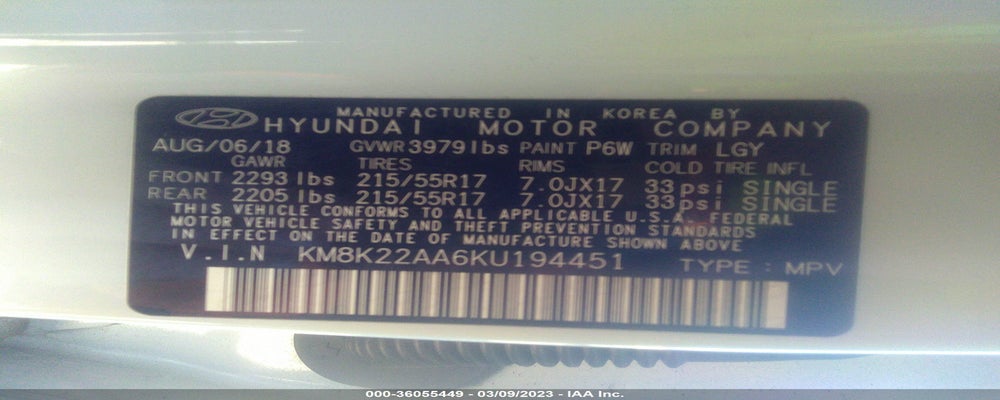 KM8K22AA6KU194451 2019 HYUNDAI KONA photo no. 9