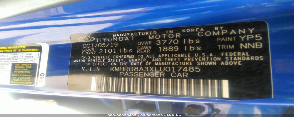 KMHRB8A3XLU017485 2020 HYUNDAI VENUE photo no. 9