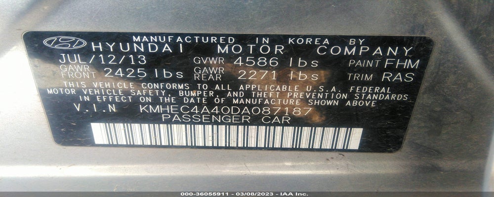 KMHEC4A40DA087187 2013 HYUNDAI SONATA HYBRID photo no. 9