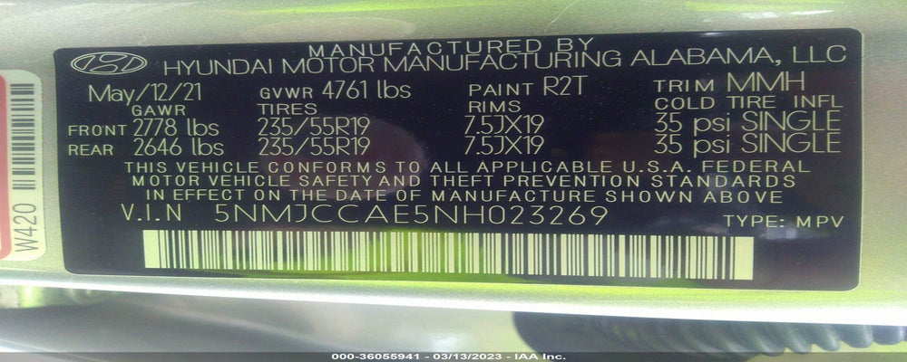 5NMJCCAE5NH023269 2022 HYUNDAI TUCSON photo no. 9