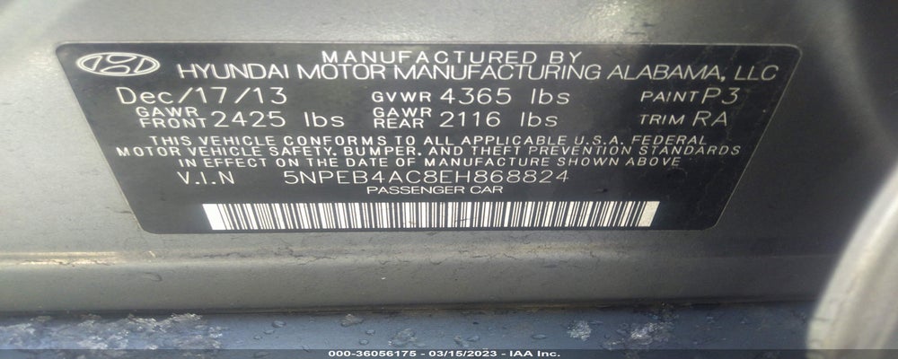 5NPEB4AC8EH868824 2014 HYUNDAI SONATA photo no. 9