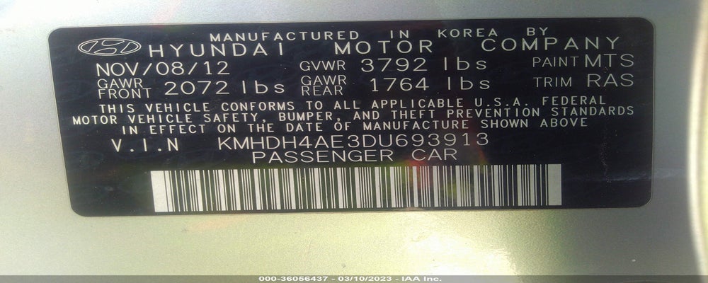 KMHDH4AE3DU693913 2013 HYUNDAI ELANTRA photo no. 9