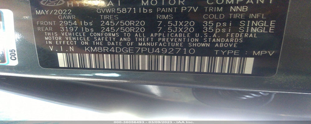 KM8R4DGE7PU492710 2023 HYUNDAI PALISADE photo no. 9