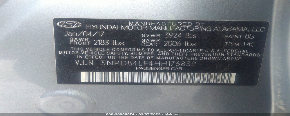 5NPD84LF4HH176839 2017 HYUNDAI ELANTRA photo no. 9