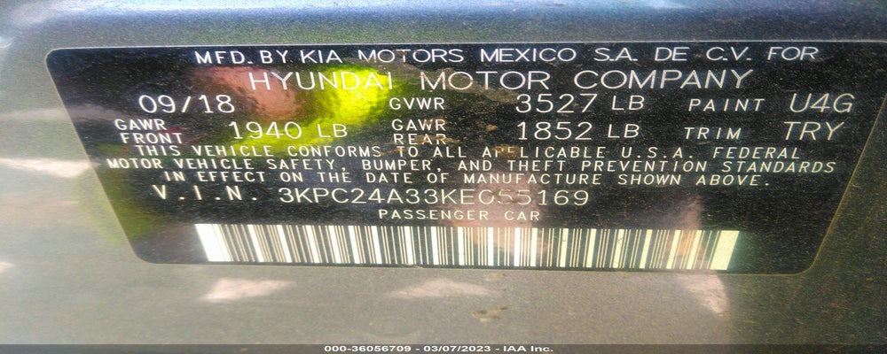 3KPC24A33KE055169 2019 HYUNDAI ACCENT photo no. 9