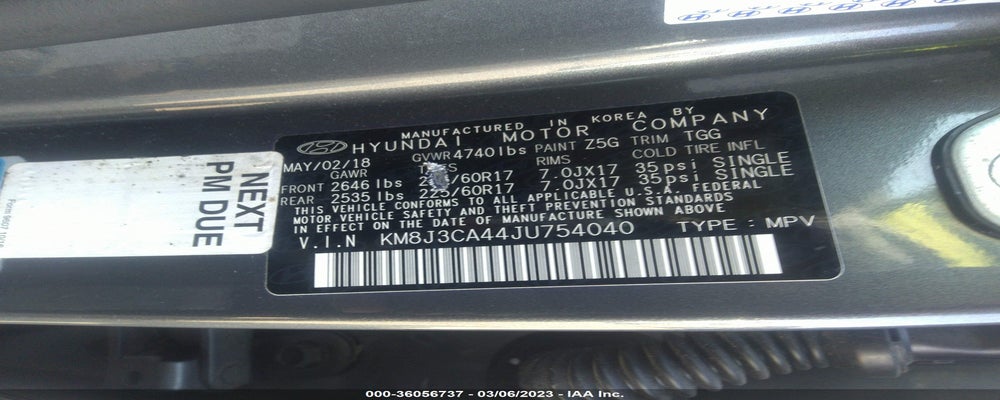 KM8J3CA44JU754040 2018 HYUNDAI TUCSON photo no. 9