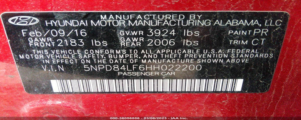 5NPD84LF6HH022200 2017 HYUNDAI ELANTRA photo no. 9