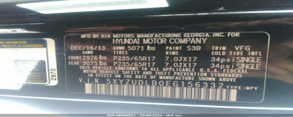 5XYZUDLB0EG156332 2014 HYUNDAI SANTA FE SPORT photo no. 9