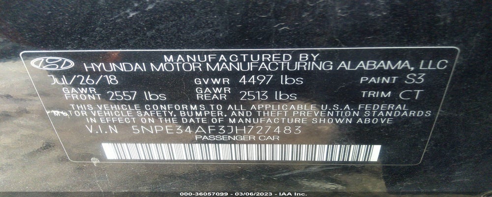 5NPE34AF3JH727483 2018 HYUNDAI SONATA photo no. 9