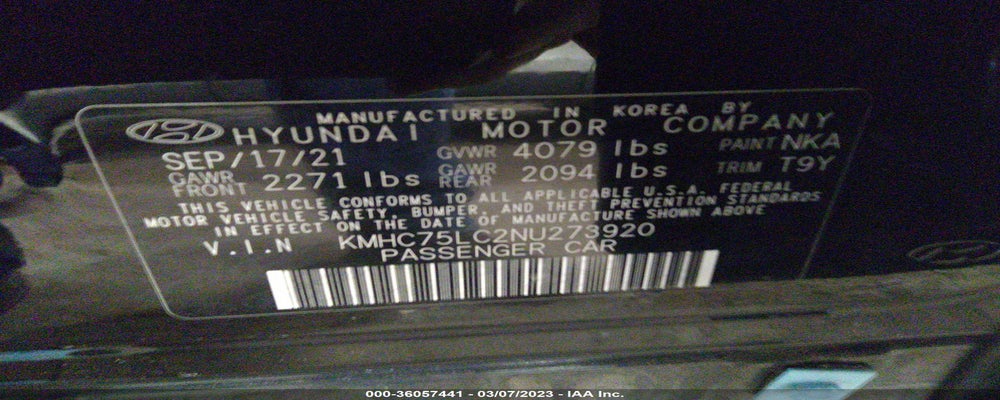 KMHC75LC2NU273920 2022 HYUNDAI IONIQ HYBRID photo no. 9