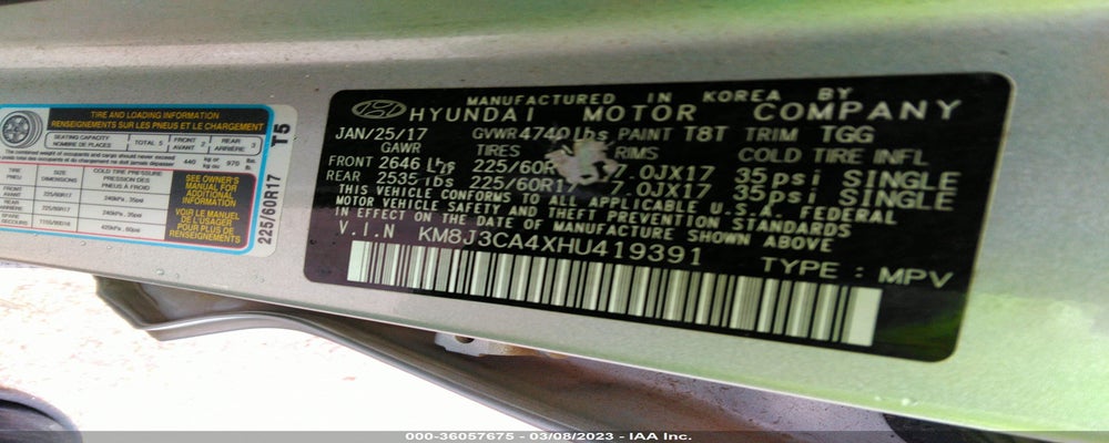 KM8J3CA4XHU419391 2017 HYUNDAI TUCSON photo no. 9