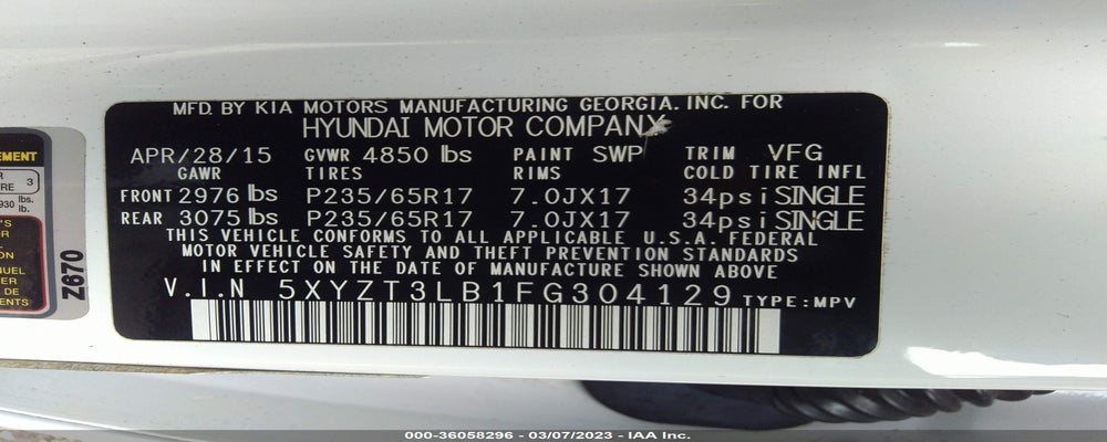5XYZT3LB1FG304129 2015 HYUNDAI SANTA FE SPORT photo no. 9