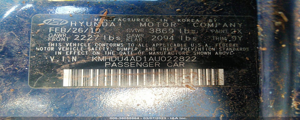 KMHDU4AD1AU022822 2010 HYUNDAI ELANTRA photo no. 9