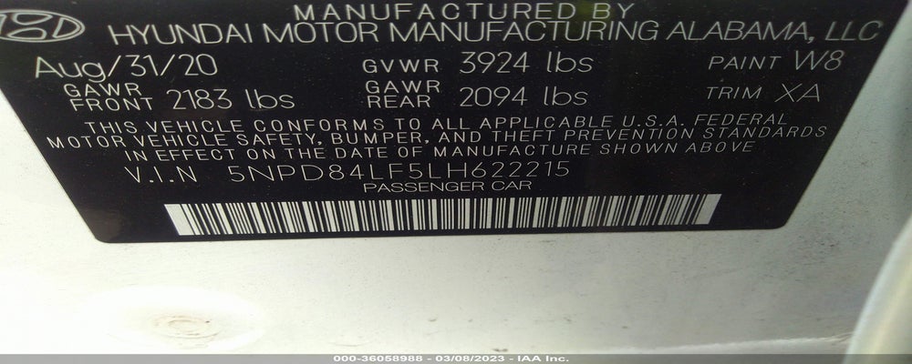 5NPD84LF5LH622215 2020 HYUNDAI ELANTRA photo no. 9