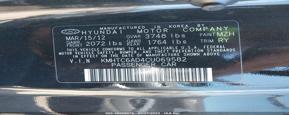 KMHTC6AD4CU069582 2012 HYUNDAI VELOSTER photo no. 9