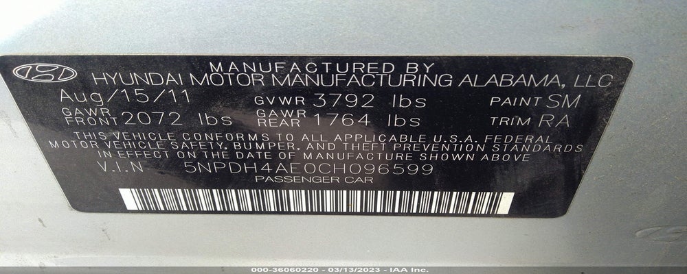 5NPDH4AE0CH096599 2012 HYUNDAI ELANTRA photo no. 9