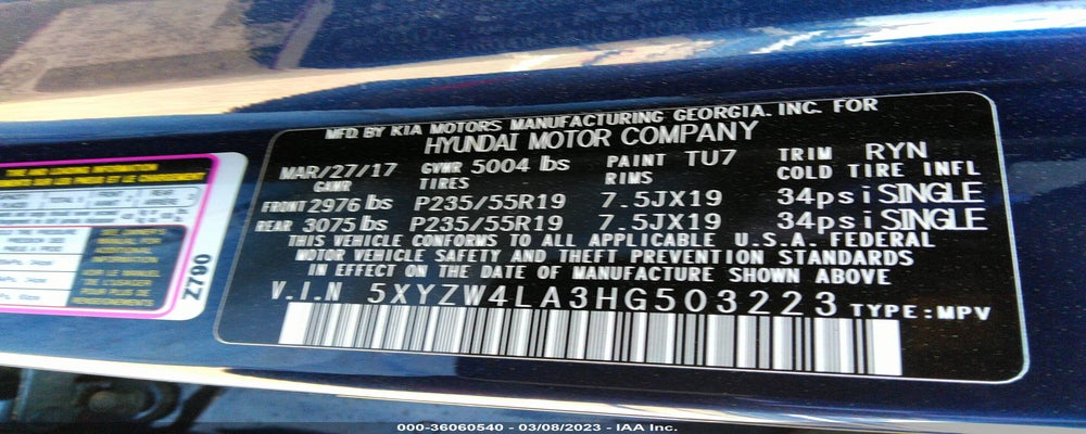 5XYZW4LA3HG503223 2017 HYUNDAI SANTA FE SPORT photo no. 9