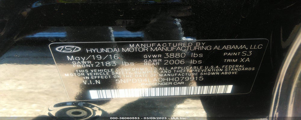 5NPD94LA0HH079915 2017 HYUNDAI ELANTRA photo no. 9