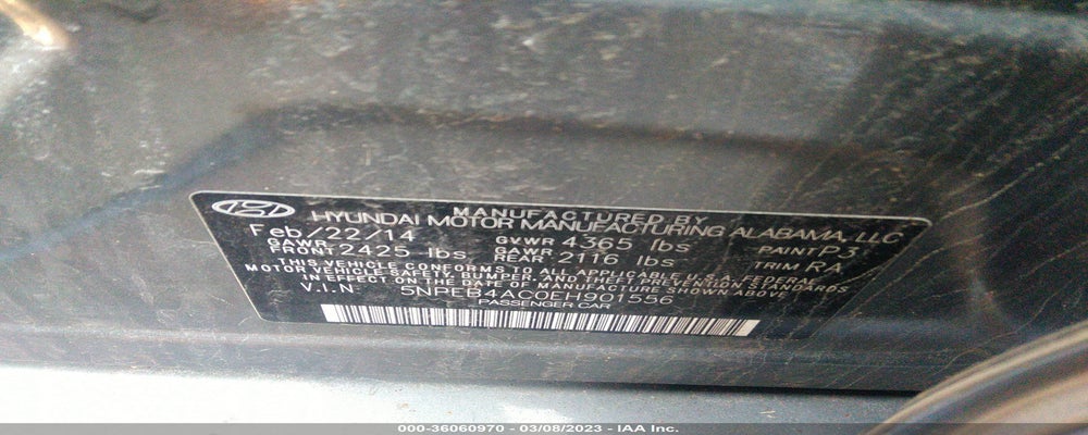 5NPEB4AC0EH901556 2014 HYUNDAI SONATA photo no. 9