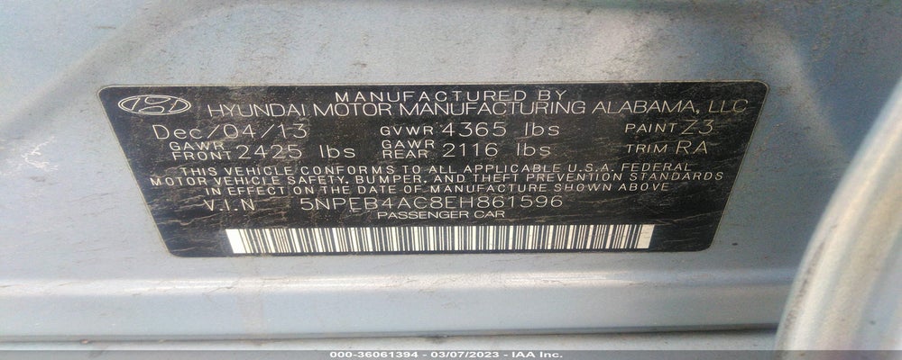 5NPEB4AC8EH861596 2014 HYUNDAI SONATA photo no. 9