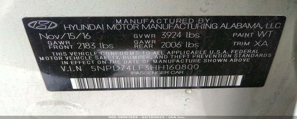 5NPD74LF3HH160800 2017 HYUNDAI ELANTRA photo no. 9