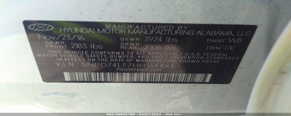 5NPD74LF7HH164493 2017 HYUNDAI ELANTRA photo no. 9