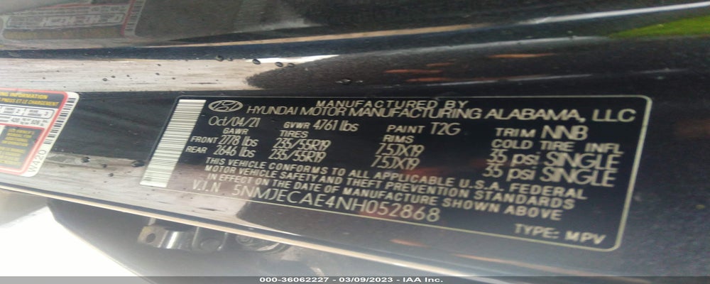 5NMJECAE4NH052868 2022 HYUNDAI TUCSON photo no. 9
