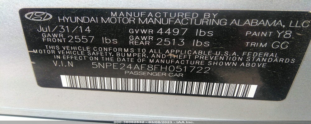 5NPE24AF8FH051722 2015 HYUNDAI SONATA photo no. 9