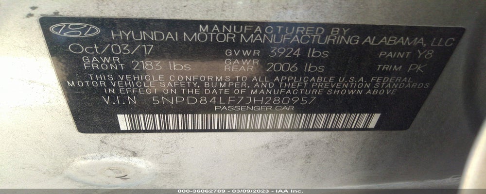 5NPD84LF7JH280957 2018 HYUNDAI ELANTRA photo no. 9