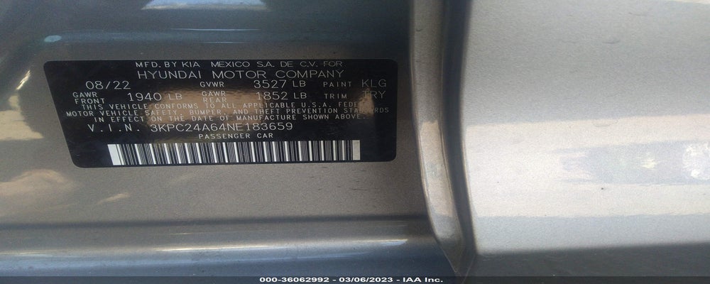 3KPC24A64NE183659 2022 HYUNDAI ACCENT photo no. 9