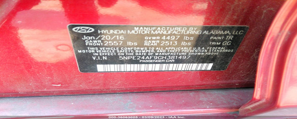 5NPE24AF9GH381497 2016 HYUNDAI SONATA photo no. 9