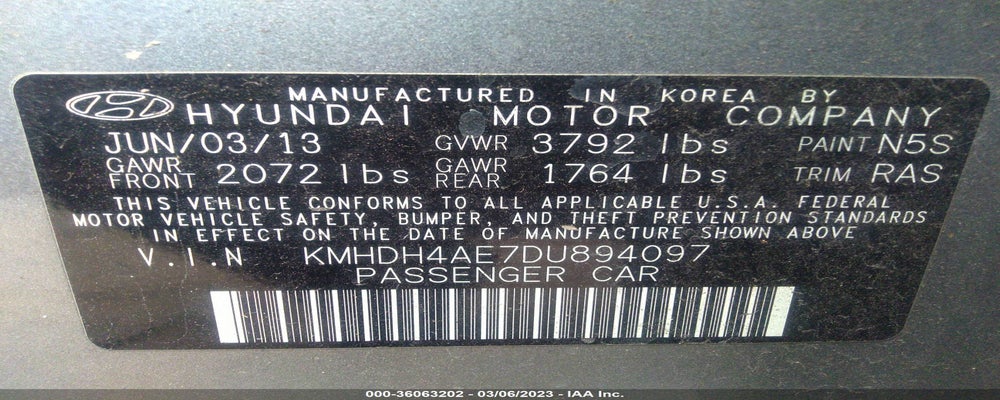 KMHDH4AE7DU894097 2013 HYUNDAI ELANTRA photo no. 9