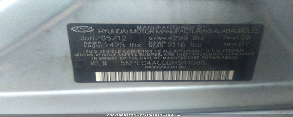 5NPEC4AC0DH541085 2013 HYUNDAI SONATA photo no. 9