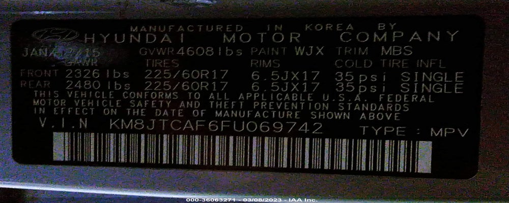 KM8JTCAF6FU069742 2015 HYUNDAI TUCSON photo no. 9