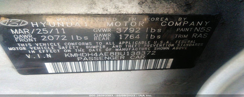KMHDH4AE8BU138372 2011 HYUNDAI ELANTRA photo no. 9