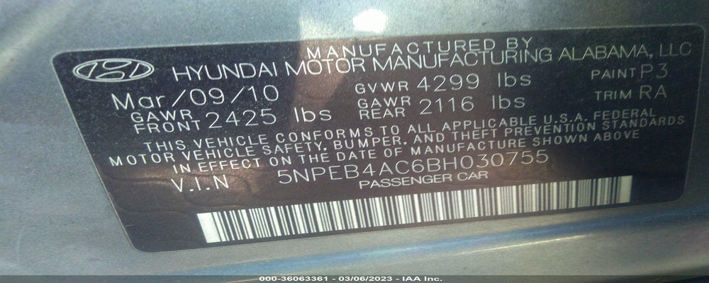5NPEB4AC6BH030755 2011 HYUNDAI SONATA photo no. 9