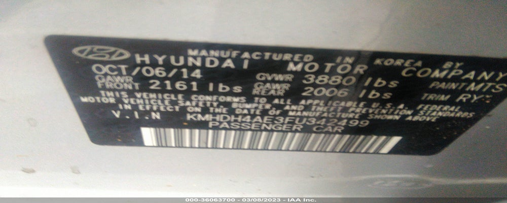 KMHDH4AE3FU342499 2015 HYUNDAI ELANTRA photo no. 9