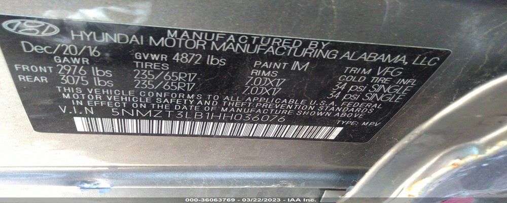 5NMZT3LB1HH036076 2017 HYUNDAI SANTA FE SPORT photo no. 9