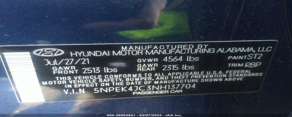 5NPEK4JC3NH137704 2022 HYUNDAI SONATA photo no. 9