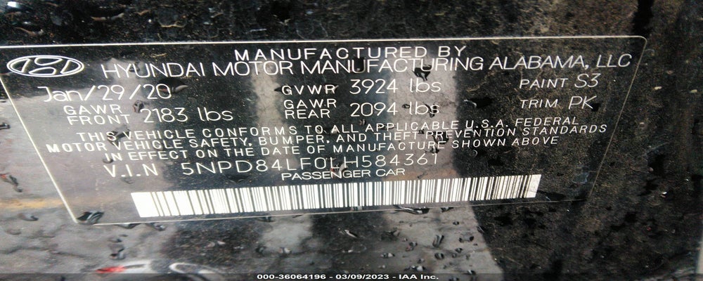5NPD84LF0LH584361 2020 HYUNDAI ELANTRA photo no. 9