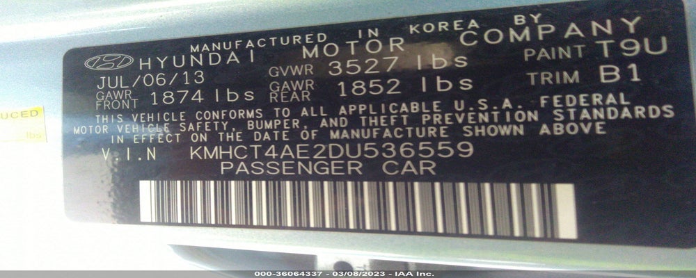 KMHCT4AE2DU536559 2013 HYUNDAI ACCENT photo no. 9