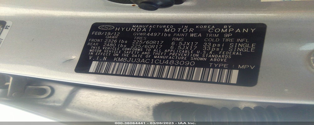 KM8JU3AC1CU483090 2012 HYUNDAI TUCSON photo no. 9