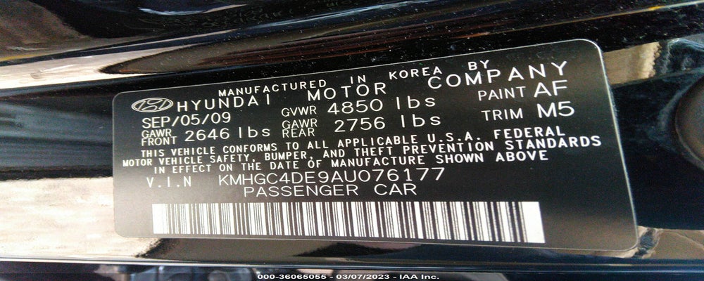 KMHGC4DE9AU076177 2010 HYUNDAI GENESIS photo no. 9